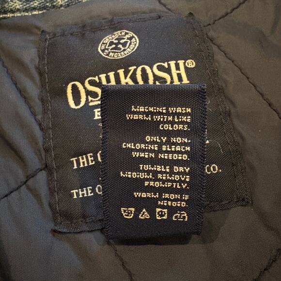Oshkosh Denim Shirt Jacket Mens Large Blue Quilt Lined Shacket Outdoor Workwear - Picture 6 of 9